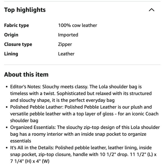 Like new Coach Lola in Maple - Picture 13 of 13